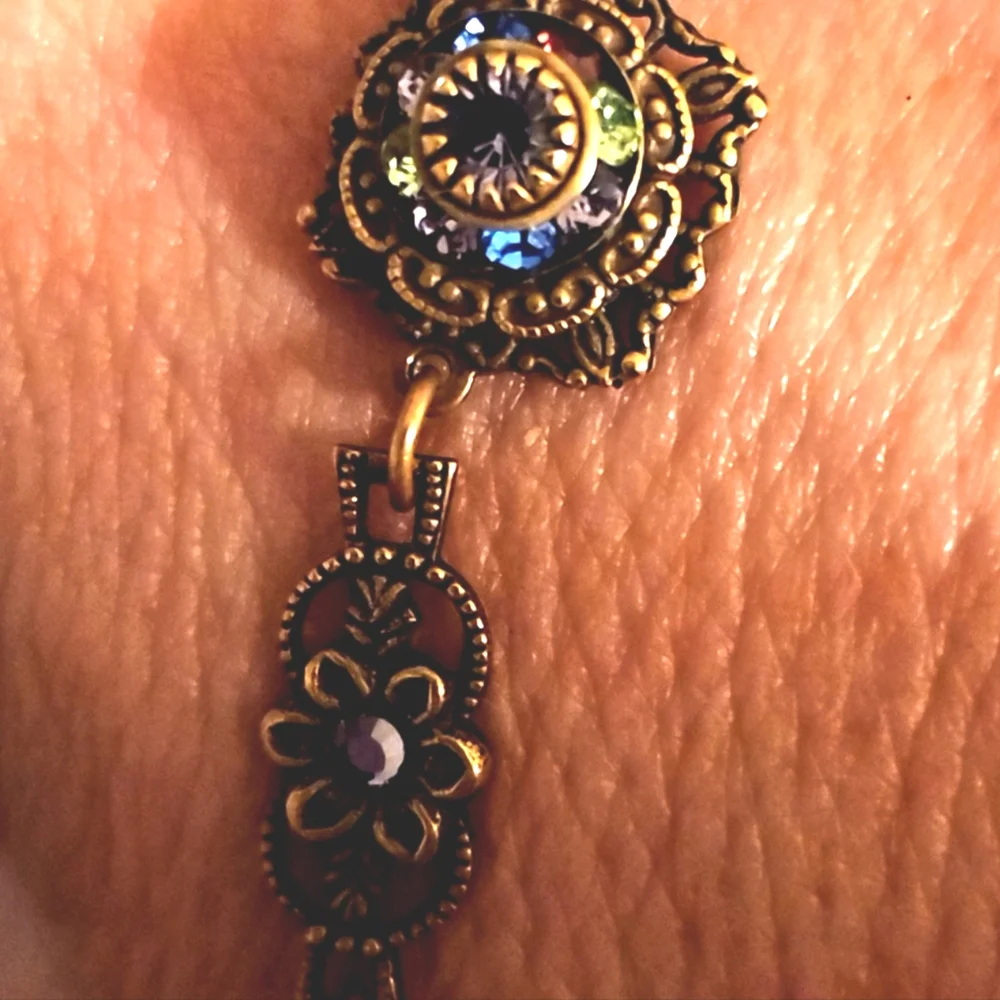 Art Deco Multi Colored Rhinestone Bracelet - Picture 7 of 8